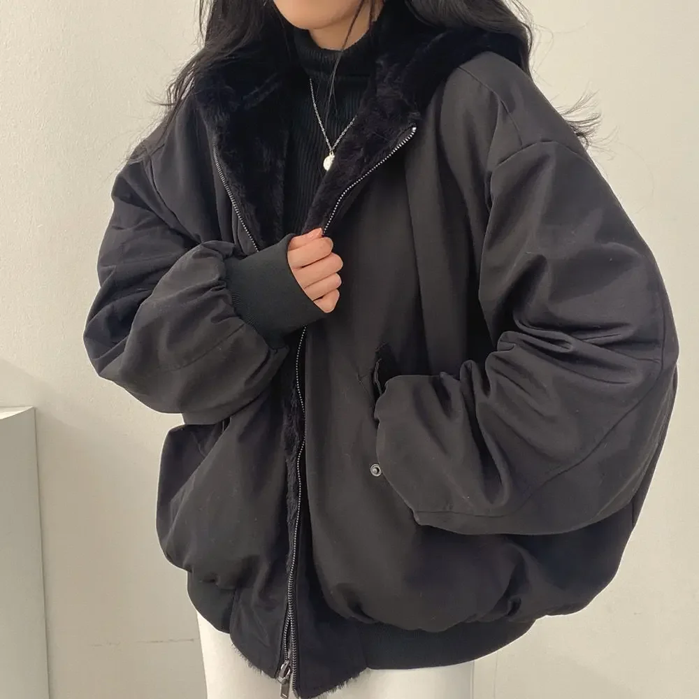 Parka épaisse à capuche pour femme, veste décontractée, confortable, Double couche, Style coréen, Simple, solide, chaud, mignon, automne hiver 2024