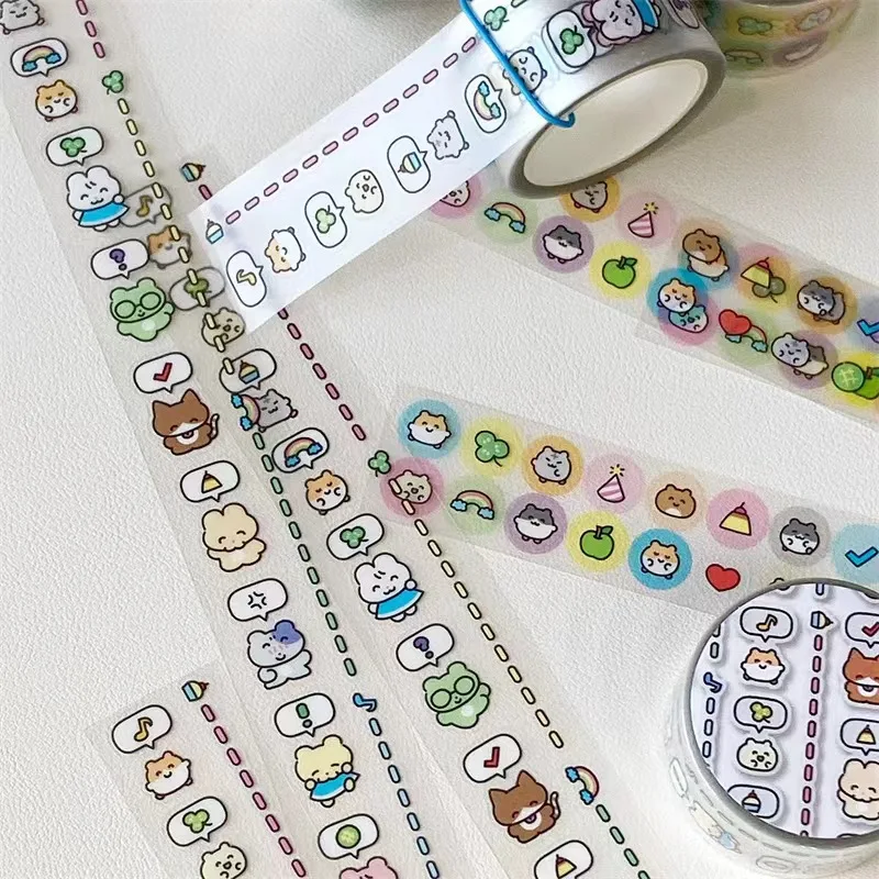 Autocollants Washi tape avec motifs d'animaux de dessin animé, stickers de synchronisation de chiffres de documents, pour manuel, cadeau d'anniversaire, DIY bricolage, 2024