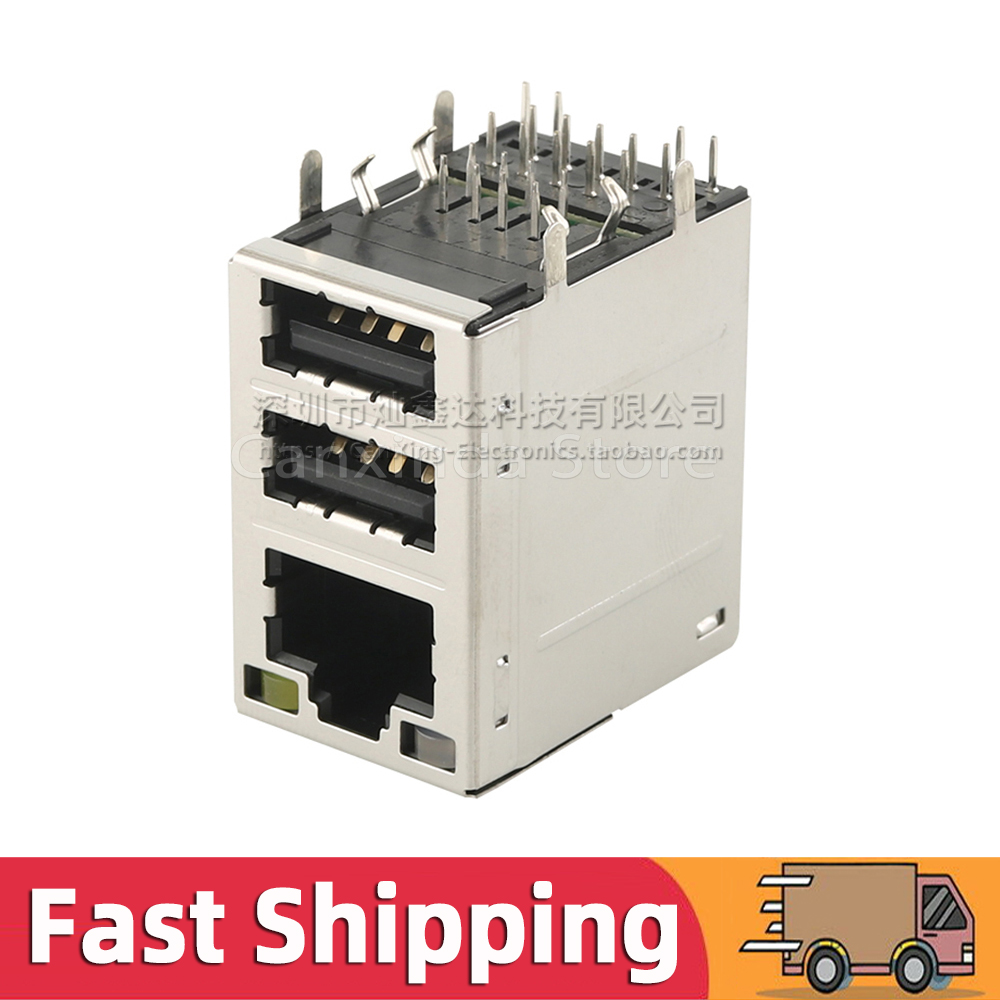 5 buah RUZ-161A01GA RUZ 161A01GA RJ45 konektor Jack Gigabit antarmuka jaringan transformator USB magnetik LED 1000 base-t