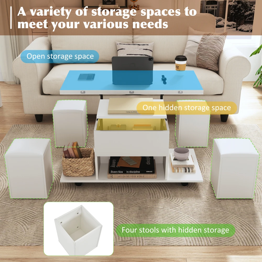 Couchtisch Multifunctional Coffee Table with Heben and Absenken-Der Desktop can 2-Tisch öffnen, multifunctional table