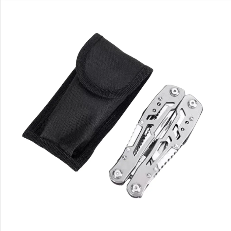 Alicates multifuncionales de acero inoxidable, combinación de cuchillos pequeños para exteriores, herramienta práctica plegable para coche con cabezal de lote, alicates para cuchillos
