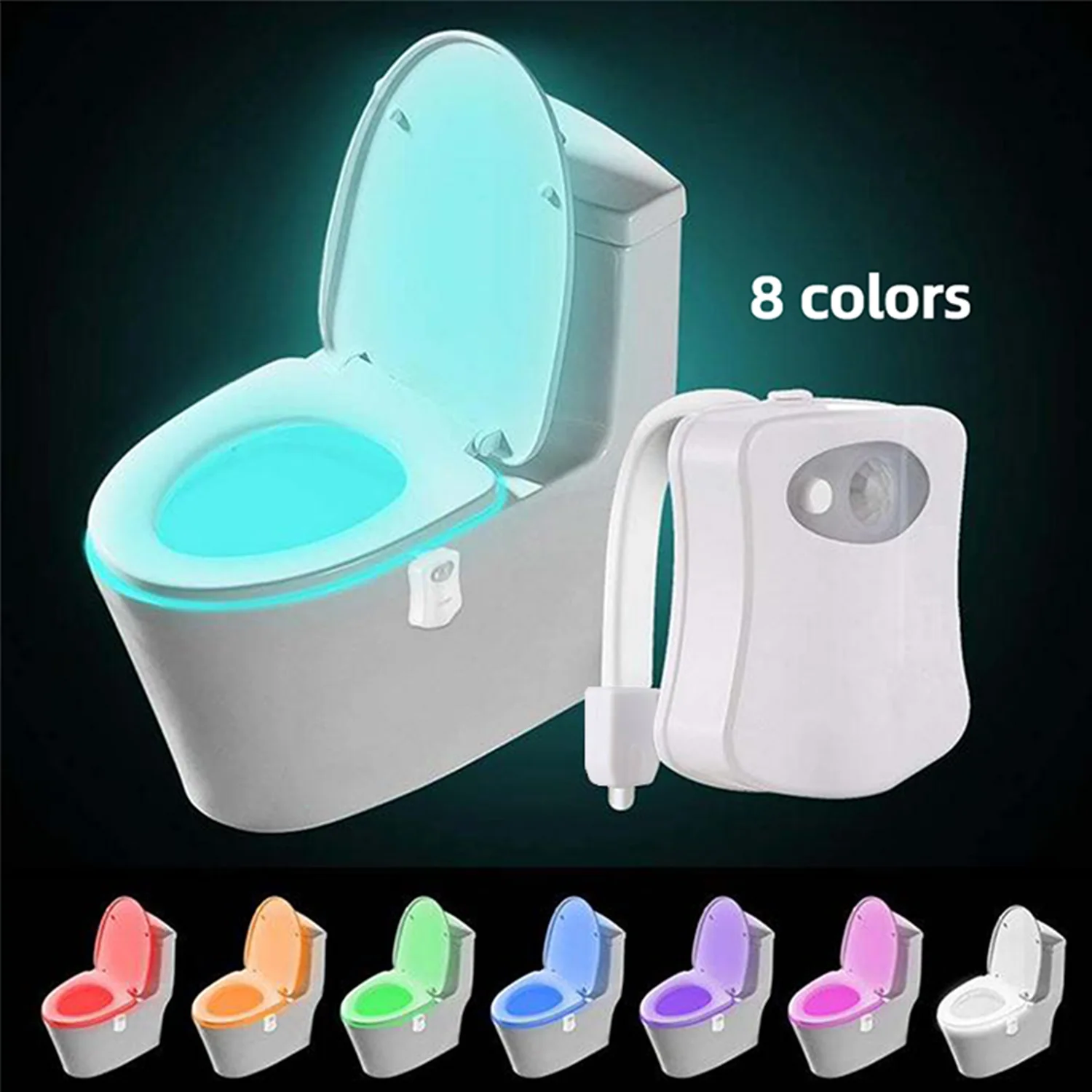 8-Color Toilet Sensor Light Hanging Creative Human Body Toilet Sensor Toilet Lid Light Night Light