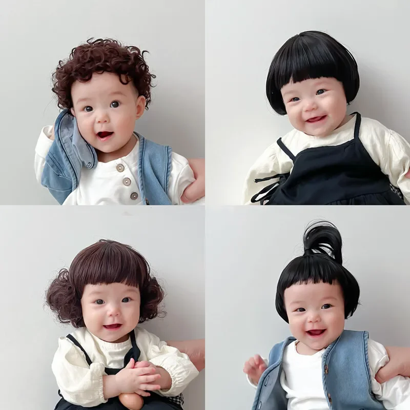 Peruca Trança Sintética para Crianças, Extensões De Cabelo, Chapéu, Hairpiece, Tampa Da Cabeça, Adereços De Fotografia, Bebé, Menina, Crianças