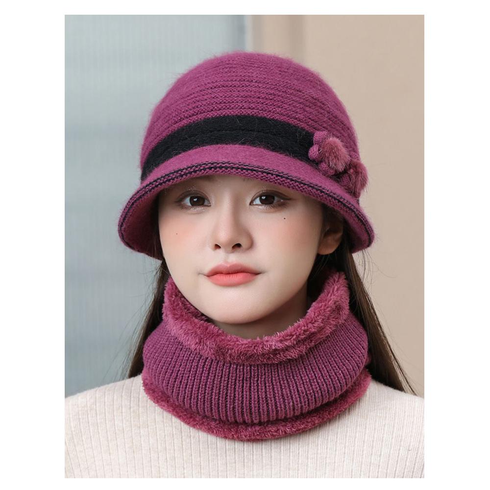 Outdoor anziani di mezza età inverno berretto cappello sciarpa caldo antivento scaldacollo fodera in pile cappello sciarpa Set per le donne
