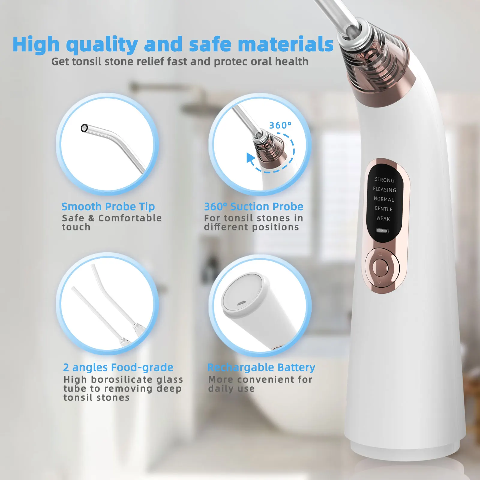 Kit per la rimozione della pietra dell'affilacca 10 in 1 Aspirapolvere elettronico per la bocca Igiene orale con 5 modalità di aspirazione Detergente per la bocca Pulizia dentale