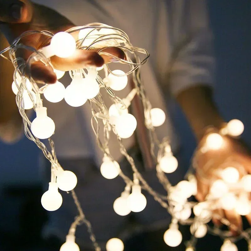 แบตเตอรี่ Power Ball ไฟ LED String Garland ไฟโคมไฟกลางแจ้งงานแต่งงานสวน Fairy ไฟตกแต่งคริสต์มาส