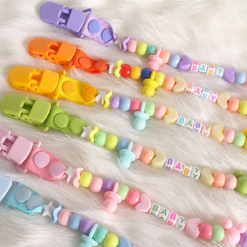 Baby Pacifier Leash Newborns Beads Soother Nippler Chain Newborn Baby Dummy Anti-lost Pacifiers Clips for Teether Nipples Care