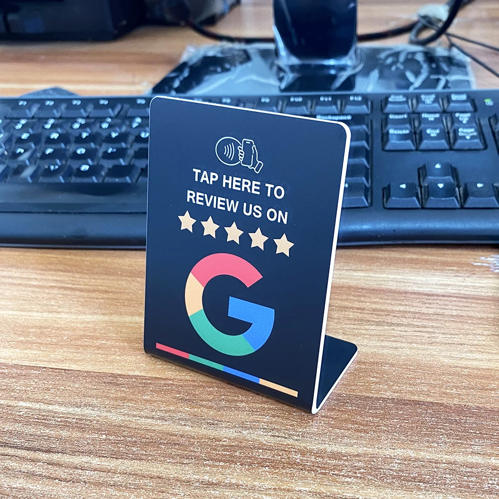 3 "X4" อังกฤษเยอรมันฝรั่งเศสสเปน NFC รีวิวจาก Google ลงชื่อเข้าใช้เพิ่มชื่อเสียงได้อย่างรวดเร็ว Google Review Card NFC Station Stand