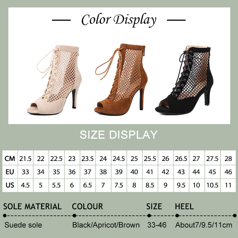 SWDZM zapatos de baile latino para mujer, botas de baile de gamuza + red para mujer, zapatos de baile de fiesta en barra, botas sexis de tacón alto, zapatos de salón
