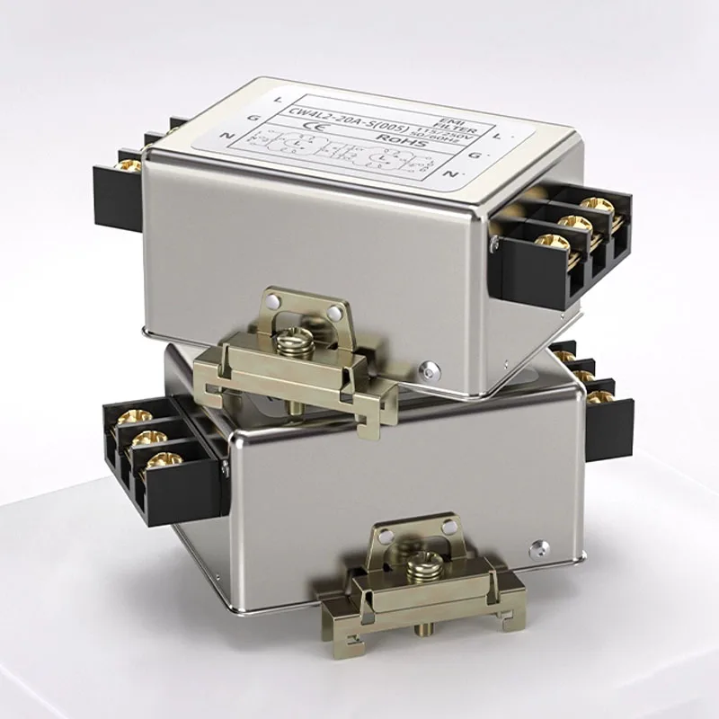 CW4l2-S (005) Filtro de potencia monofásico de 3A a 40A CW4L2 Bloque de terminales de guía bipolar 220v AC EMI fuente de alimentación antiinterferencias