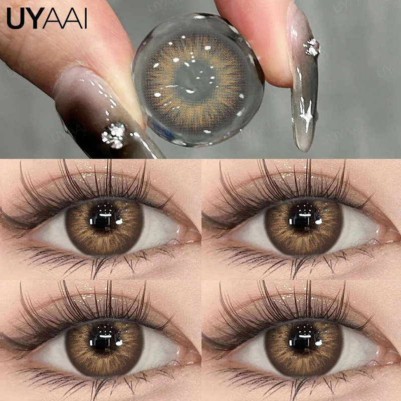 UYAAI Lentes de contacto de colores de 0 a -8,00 grados para ojos Lentes de color gris con dioptrías Miopía y2k Colorcon Lentes azules Verde