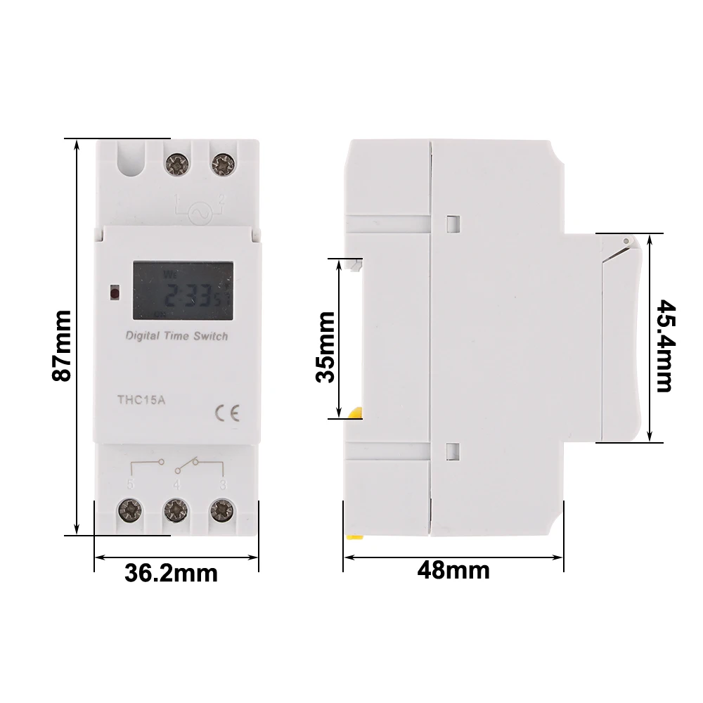 THC15A New Type Din Rail 2 wire Weekly 7 Days Programmable Digital TIME SWITCH Relay Timer Control AC 12V 24V 48V 220V 230V