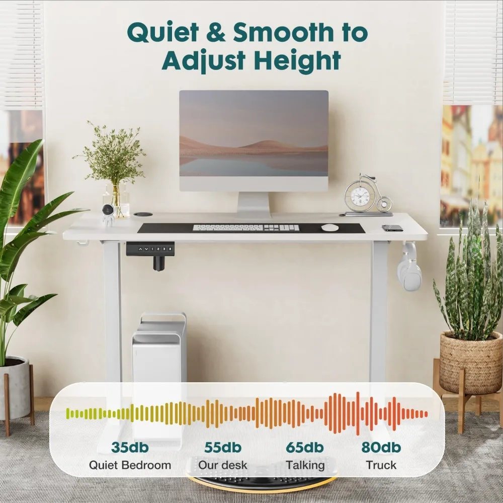 Electric Adjustable Height Standing Desk - 40 x 24 inch Sit to Stand Up Desk with Splice Board, Rising Home Office Computer Tab