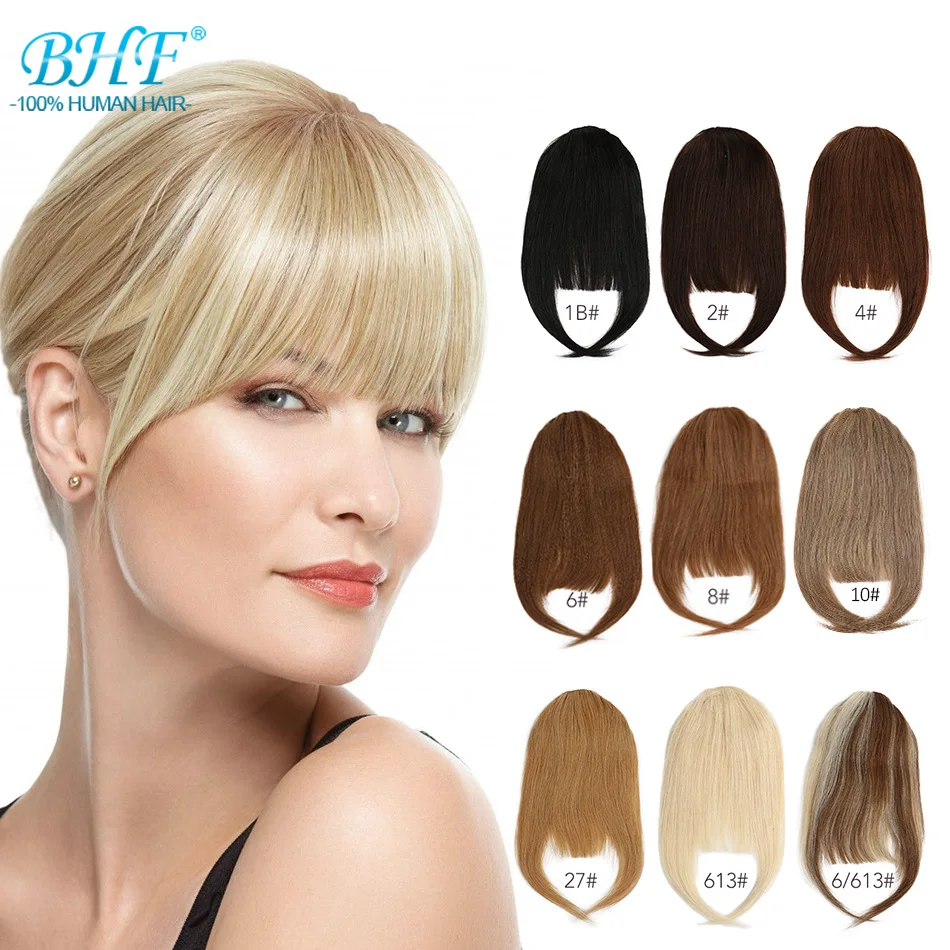 BHF Cabelo Humano Bangs Natural Bang Cabelo 3 Clips em Franja Franja Com Templos