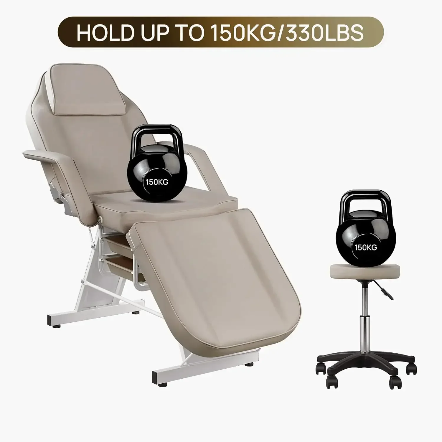 Facial Chair Tattoo Chair Massage Bed Adjustable 3-Section Multipurpose