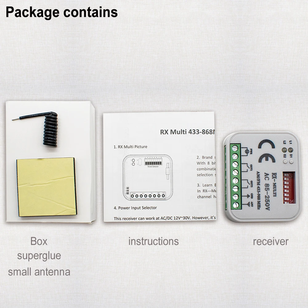 Universal Remote Receiver 300-900MHz 433/868MHz RX MULTI Receiver AC/DC 9-30V 85-250v For  Garage Door Opener Transmitter