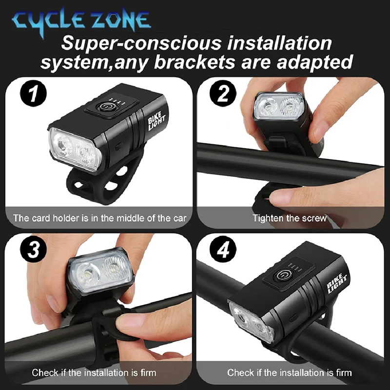 T6 LED 자전거 전면 조명 자전거 헤드 라이트 충전식 밝은 MTB 도로 자전거 헤드 램프 야간 라이딩을위한 LED 사이클링 손전등