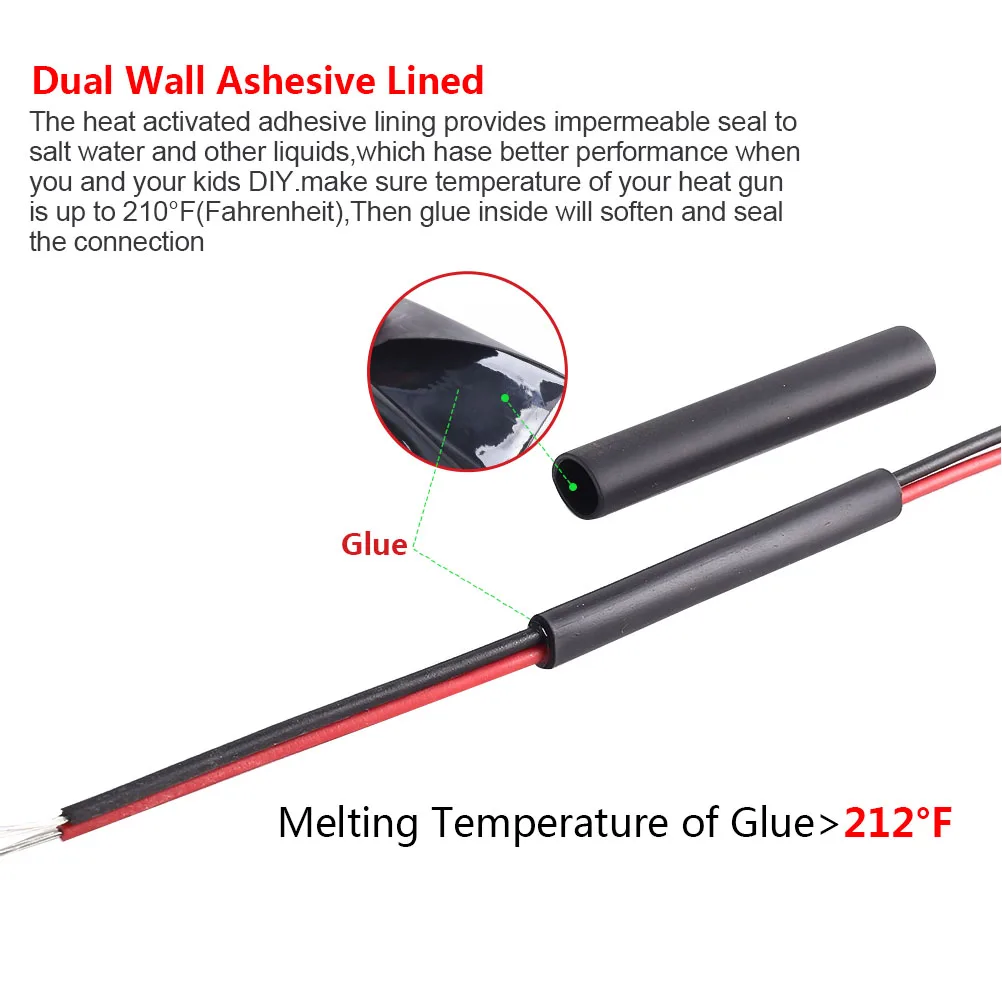 1Meter 3:1 Heat Shrink Tube With Glue Dual Wall Tubing Diameter 3.2/6.4 mm Adhesive Lined Sleeve Wrap