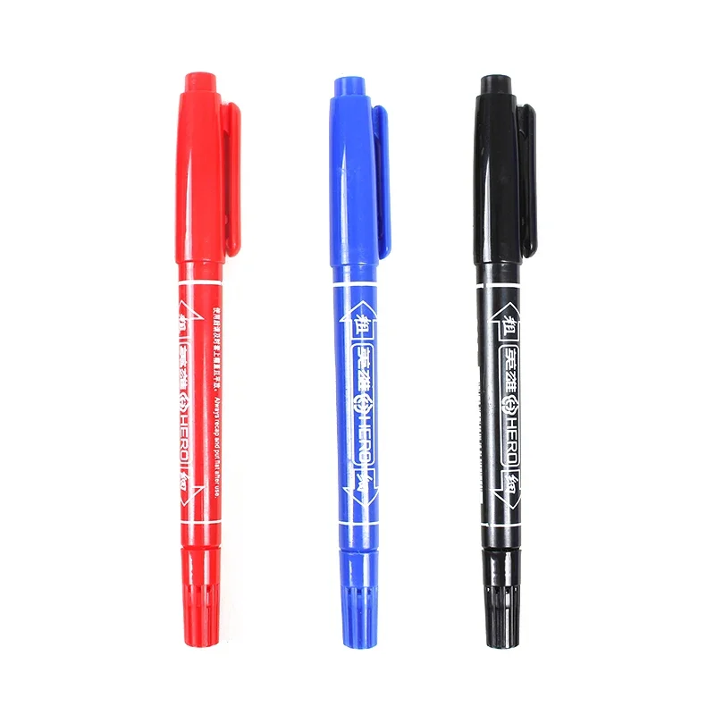 3 ชิ้น/เซ็ต Dual Tip 0.5/1.0 mm Nib Marker กันน้ําสีดําสีฟ้าสีแดงมันมังงะ Art Marker ปากกานักเรียนโรงเรียนเครื่องเขียน Office