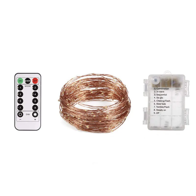 Luce natalizia 5-20 m Lucine con telecomando impermeabile Decorazione a batteria/USB Timer a 8 modalità Stringa LED Filo di rame