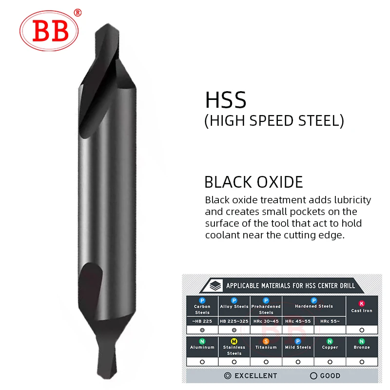 BB Trung Tâm Mũi Khoan Carbide & HSS Co M35 Mũi Khoan Chamfer Bit Một B Tạo Thành Đường Kính 1 1.5 1.6 2 3.15 4 5 6