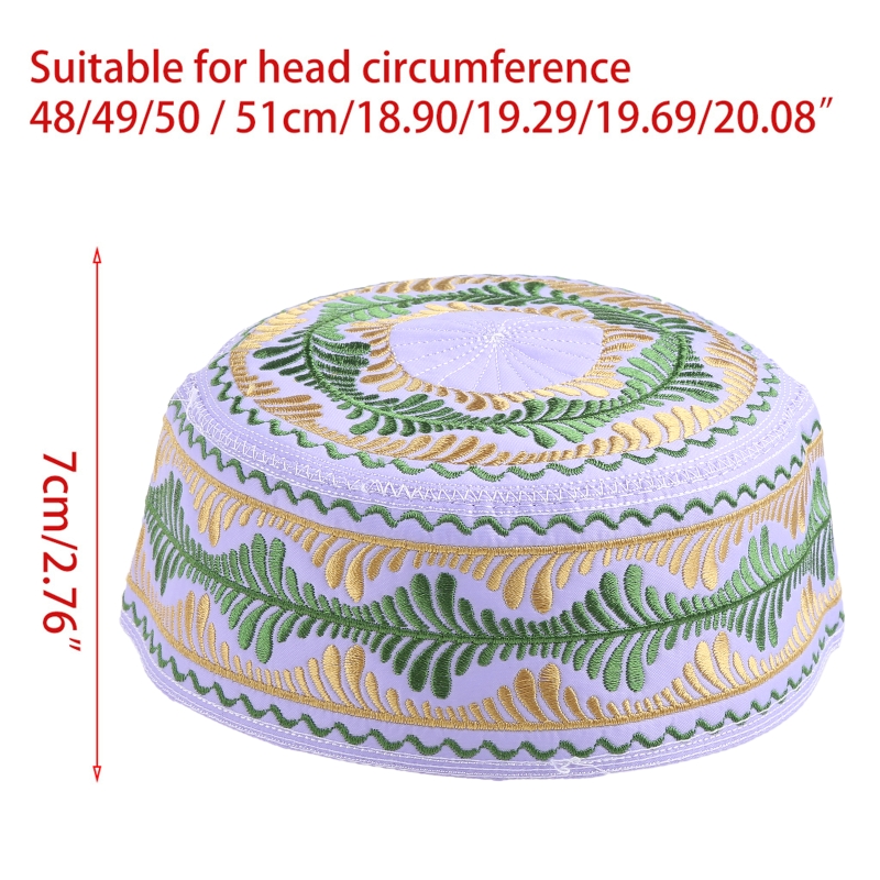 Islamic Muslim Kids Hat Boys Pray Embroidery Round Cap Saudi Arabian Prayer Beanie Accessories