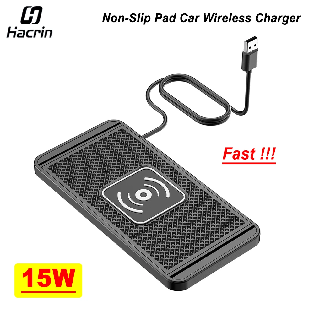 Tappetino antiscivolo in silicone per caricabatterie wireless per auto per iPhone 15 14 13 12 Caricabatterie per telefono wireless per auto Samsung Stazione di ricarica rapida