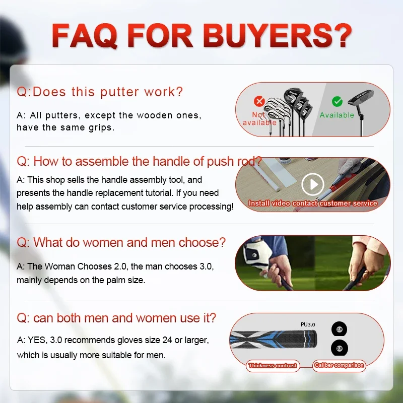 High Quality Textured Pistol 3.0 Putter Golf Grip Anti-Slip, Lightweight, Extreme, Comfortable, Non-Slip, Unique Design
