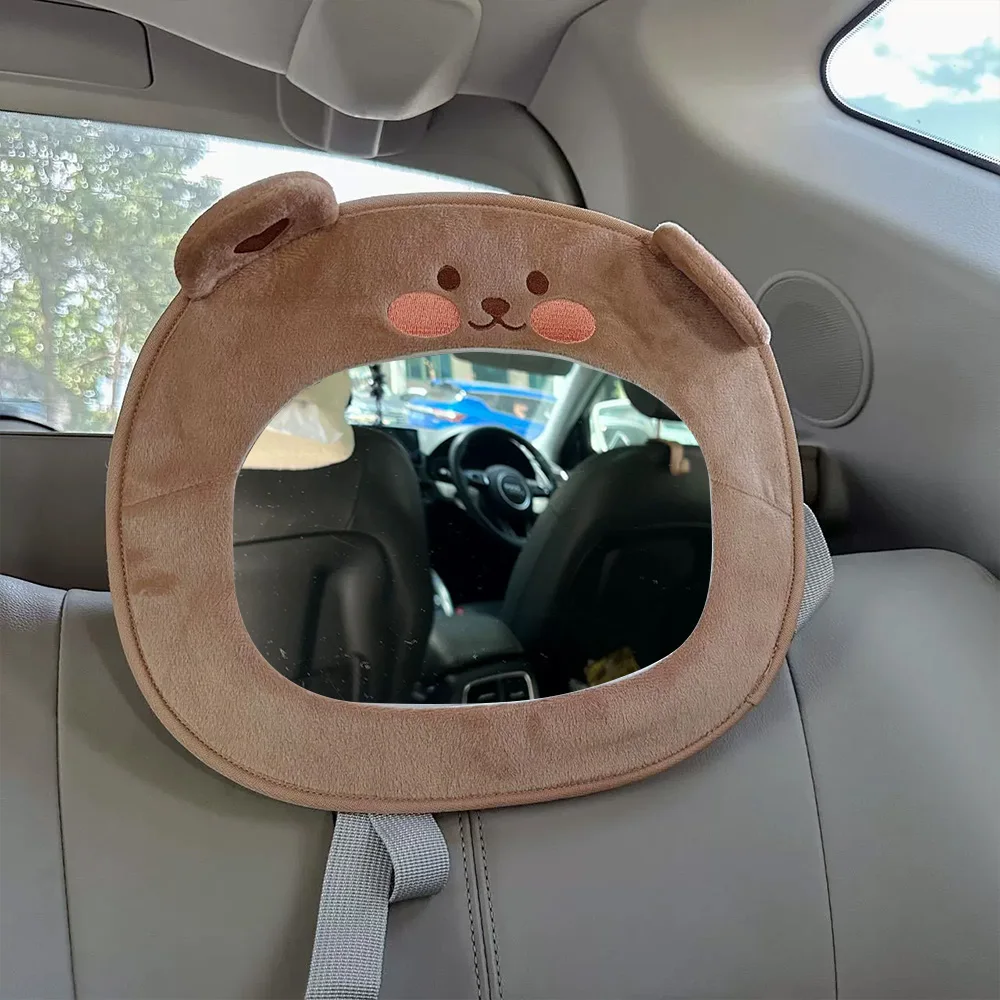 1 pièces miroir de voiture de bébé à vue facile, miroir de poupée de dessin animé de siège de voiture de sécurité pour arrière infantile, large vue cristalline, incassable