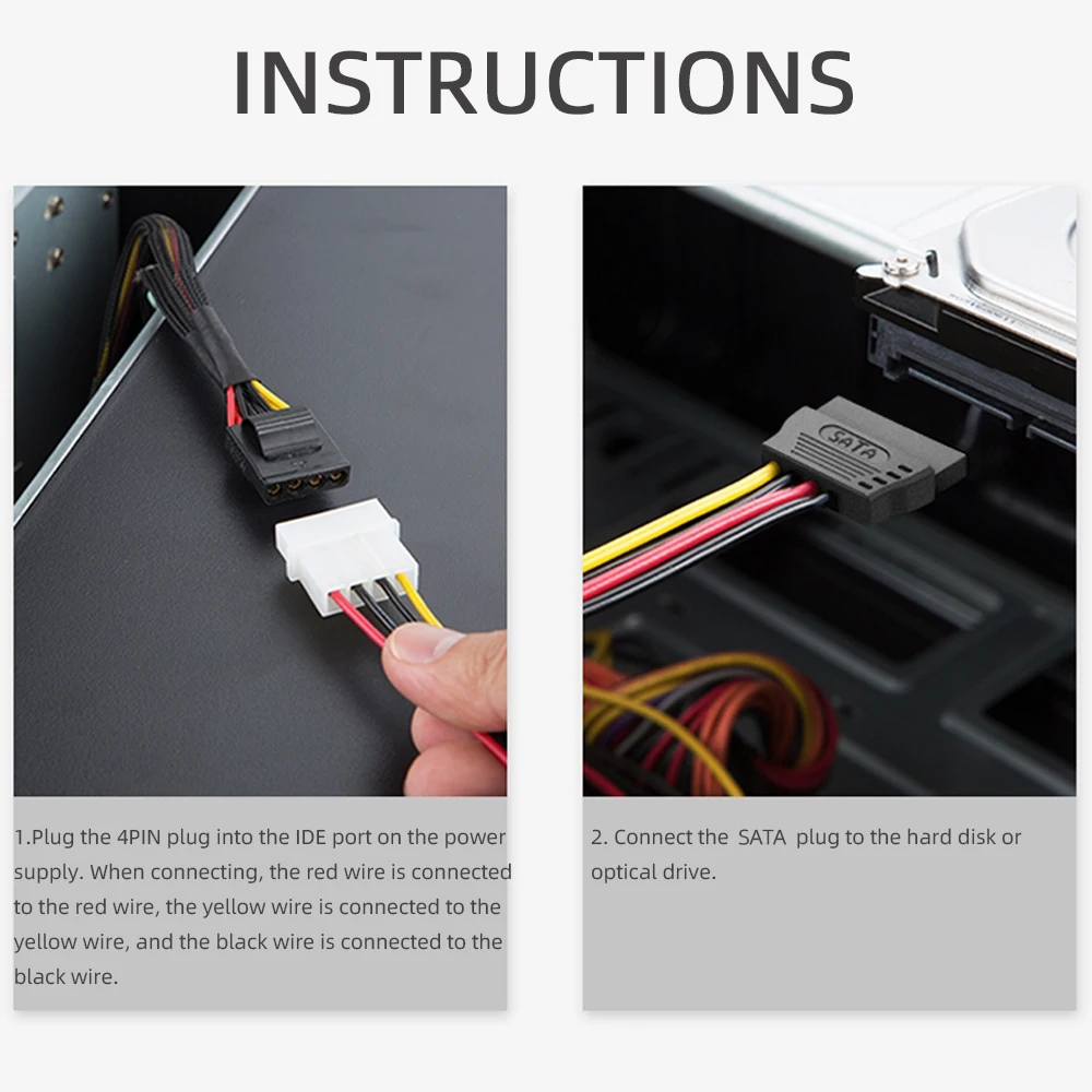 Coolcirc IDE Molex 4 พินถึง 2 x สายไฟ SATA Serial ATA Y Splitter Hard Driver Dual Extension Cord Adapter Connector