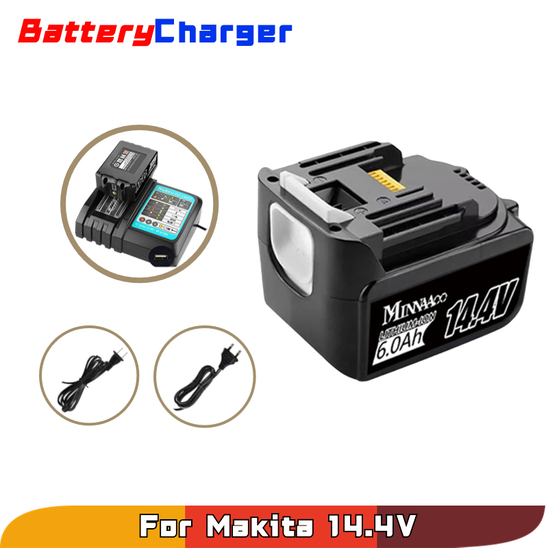 Reemplazo de batería de iones de litio de 14,4 V, 4/5/6Ah, para Makita de 14v, BL1440, LXT200, BDF340, TD131D, con cargador LED
