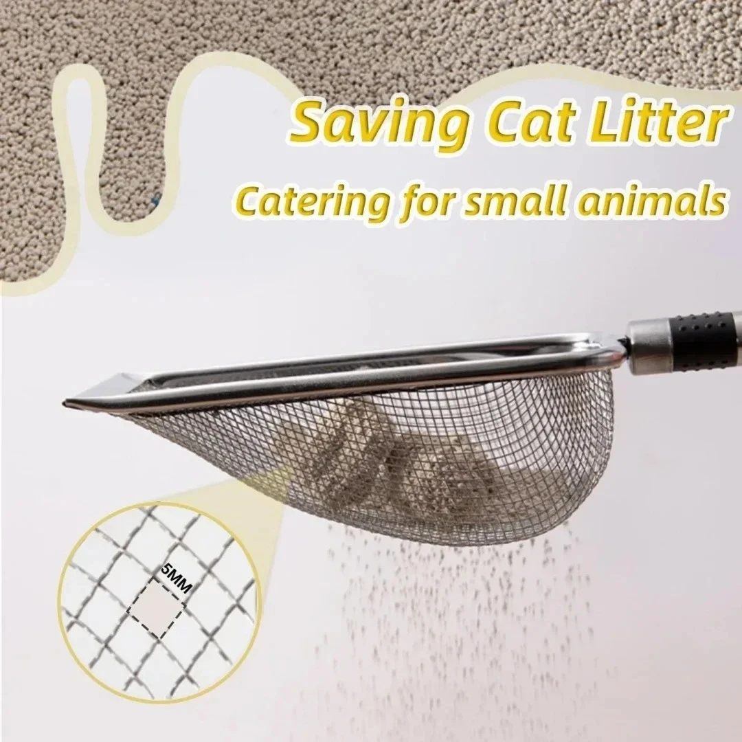 Łopatka do żwirku dla kotów ze stali nierdzewnej – trwała, łatwa w czyszczeniu, ergonomiczny uchwyt, odporna na rdzę, idealna do szybkiego usuwania odpadów