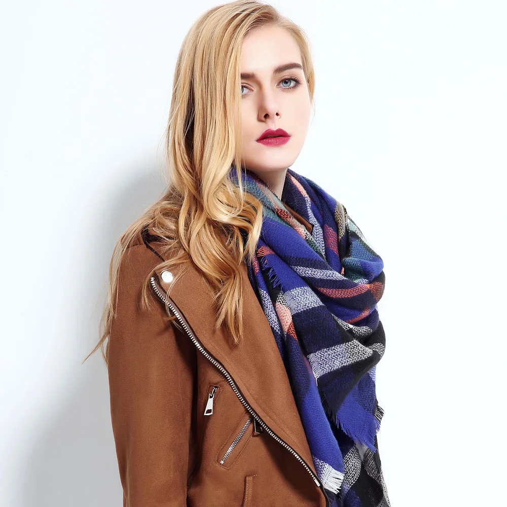 Bufanda de diseñador para Mujer, Bufandas a cuadros de lujo, chales de marca de Cachemira tejida, Bufandas de Invierno para Mujer, pañuelo de moda 2024