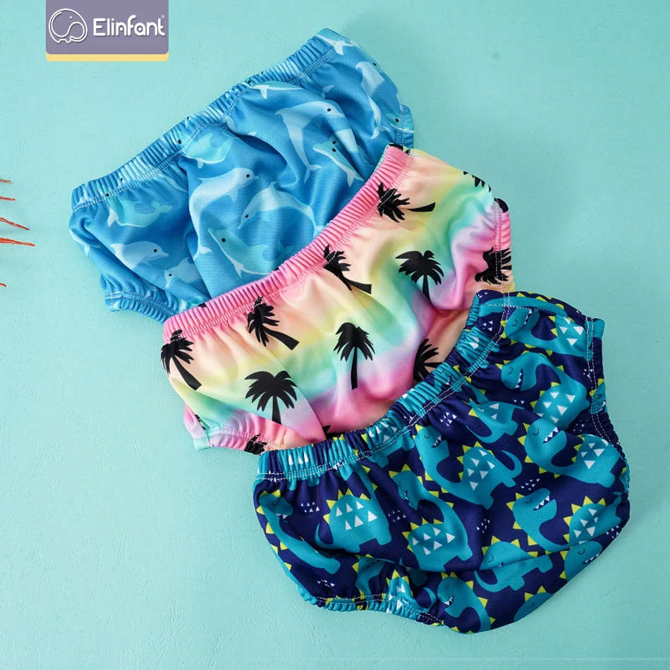 Elinfant-pañales de natación elásticos para bebé, cómodos, con estampado de moda, reutilizables, lavables, pantalones de piscina
