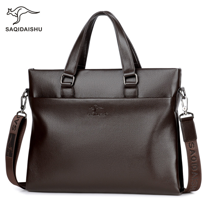 New Luxury Cow Leather Men's Business Bag Classic Black Handbag Male Briefcase Cowhide Laptop Office Bags for Men Maleta