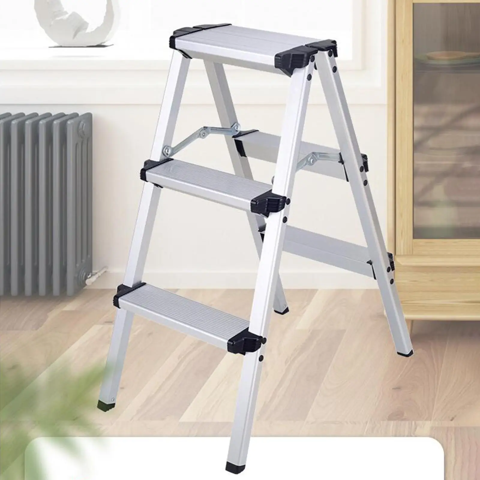 Taburete de 3 escalones, escaleras en espiga, estante de almacenamiento, escaleras, escalera plegable de aleación de aluminio para trabajo al aire libre y hogar