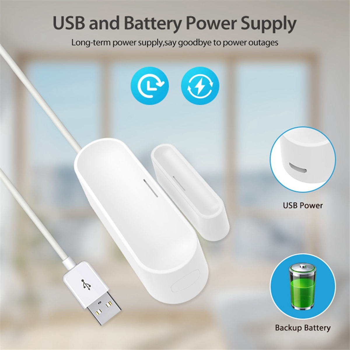 BABQ Tuya Matter Sensor de ventana de puerta de rosca alarma antirrobo Detector inalámbrico de hogar inteligente funciona con HomeKit Alexa Google Home