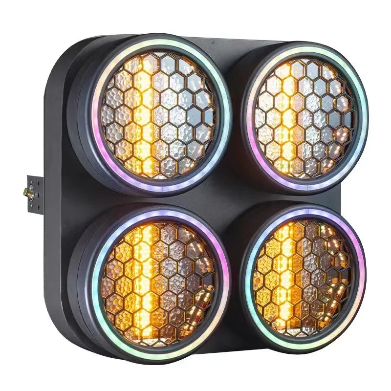 Harga Grosir Lampu Retro COB LED 4 Mata 50W dengan Cincin Dmx512 RGB Lampu Panggung Blinder untuk Bar Disko Klub Malam