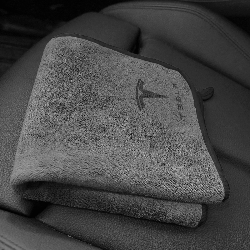 Auto Logo Badge Microfiber Washanddoek Katoen Zachte Reinigingsdoek Droogdoek Voor Tesla Model 3-modus S X Model Y-embleem Accessoires