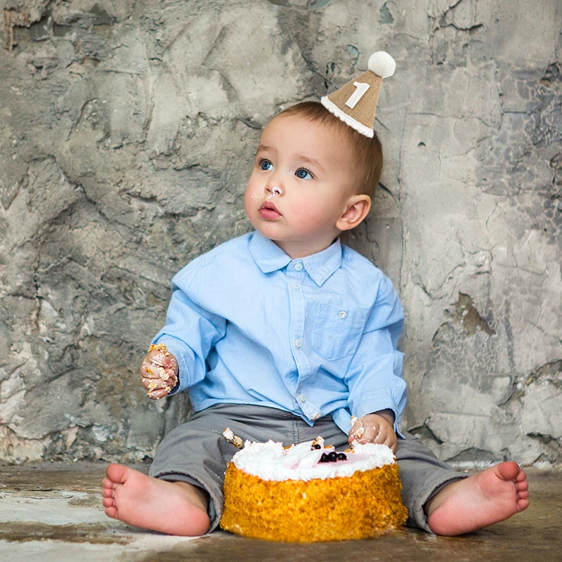Sackleinen 1. Geburtstag Hut Baby Erster Geburtstag Party Neugeborener Junge Mädchen 1 2 3 Jahre alt Stirnband Babyparty Geburtstag Party Dekor