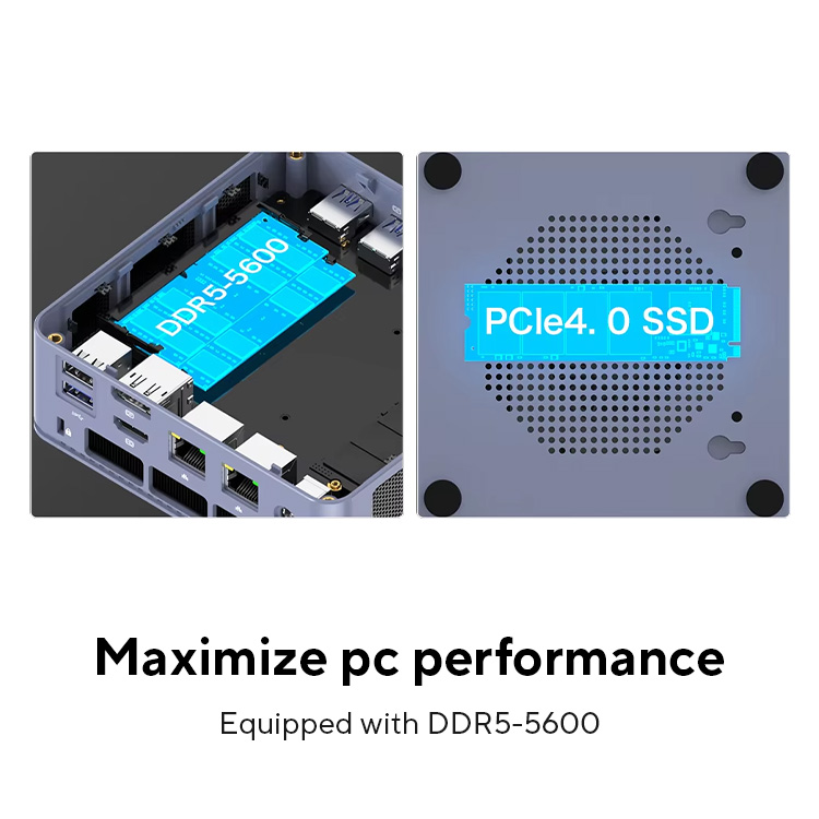 GMKtec K6 Mini-PC AMD R7-7840HS 8C/16T 16 GB DDR5 512 GB PCIe 4.0 SSD Mini-Desktop-Computer Windows 11 Pro WiFi 6E/BT5.2 Typ-C