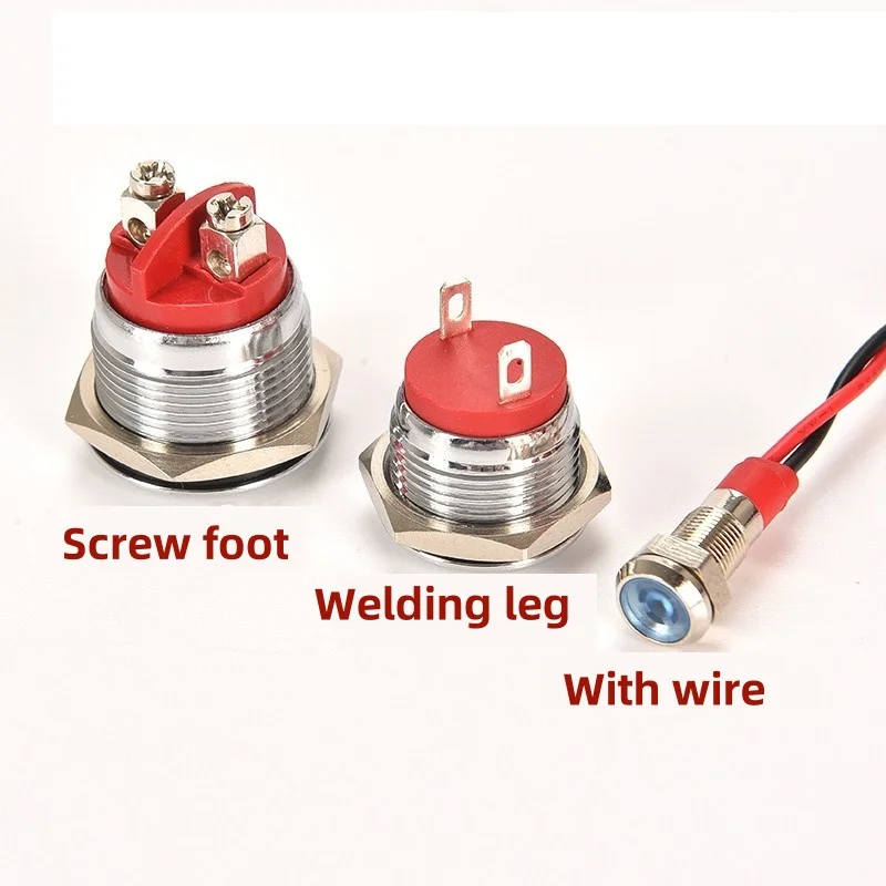 6/8/10/12/16/19/22MM LED Metal Indicator Light Waterproof Signal Light With Wire 3V 5V6V12V 24V 220V Red/Yellow/Blue/Green/White