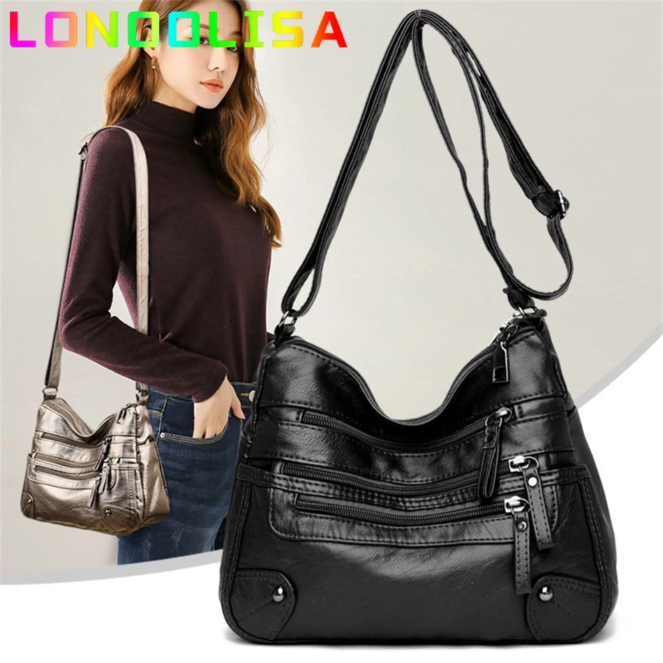 คุณภาพสูงผู้หญิงหนังนุ่มไหล่กระเป๋า Multi-Layer กระเป๋าคลาสสิก Crossbody กระเป๋าออกแบบกระเป๋าถือและกระเป๋า