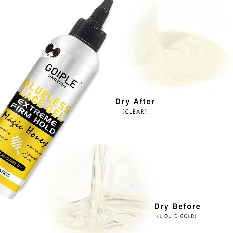 GOIPLE-pegamento lavable de 2 fl.oz, Gel sin encaje, sujeción extrema firme, adhesivo de fórmula de peluca Natural de secado rápido para uso temporal
