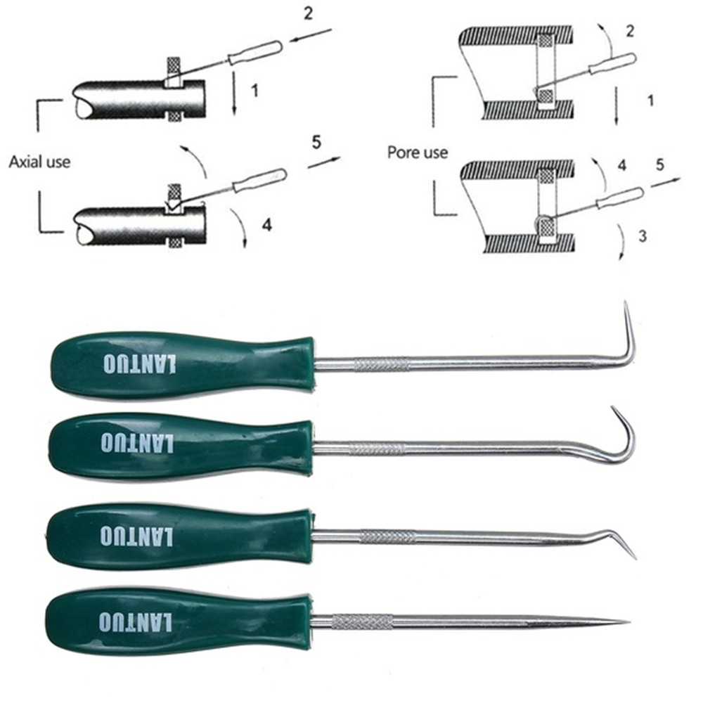 4 個車のオイルシールドライバーセットピックとフックツール O リングシールガスケットプラーリムーバー車の交換アクセサリー