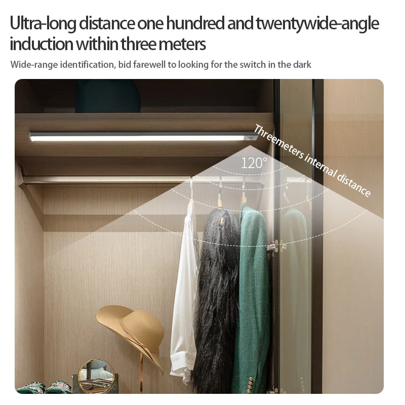 Lampka nocna Led Light Oświetlenie podszafkowe Lampka nocna z czujnikiem ruchu Oświetlenie szafy Oświetlenie kuchenne Magnetyczna lampka nocna