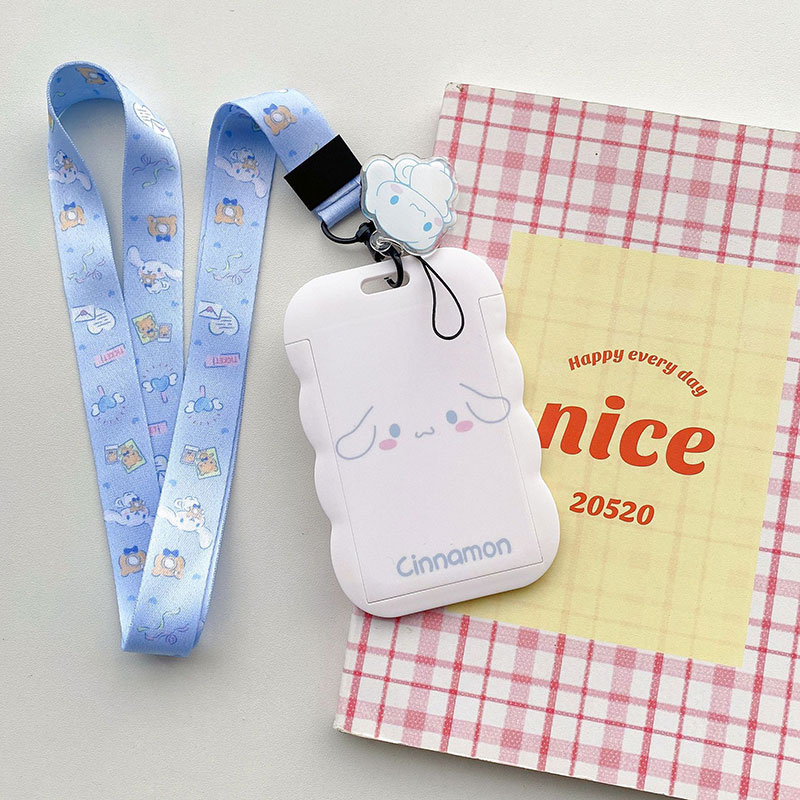 Sleutelhangerhanger Kuromi Cinnamoroll Leuke kaarthouder Plastic Lanyard-kaarthouders voor studentengeschenken