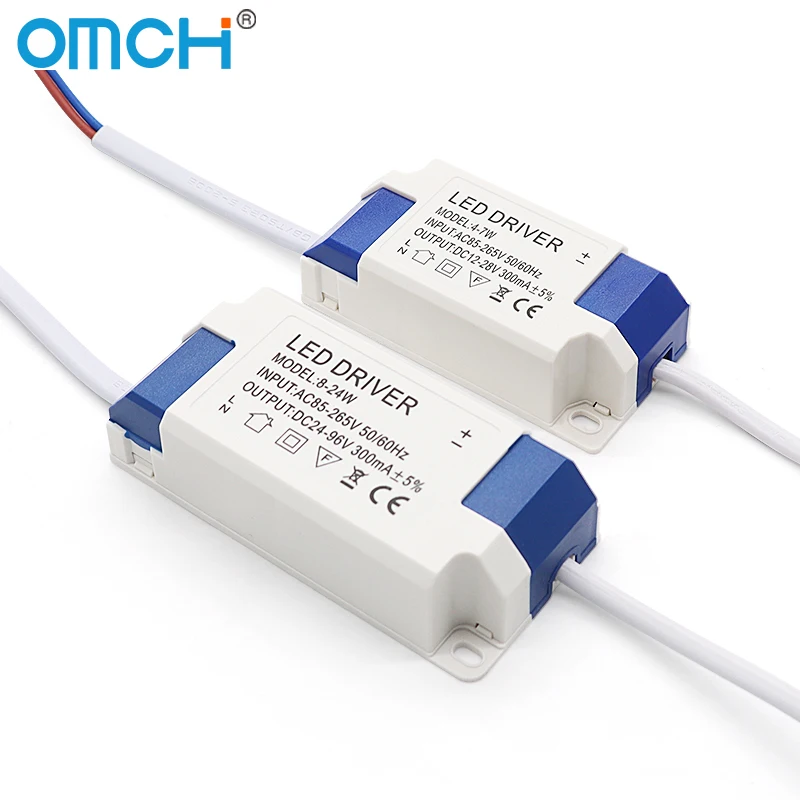OMCH Non-isolated External LED Driver Power Supply Constant Current Lighting Transformer 300mA 4-7W 8-18W 8-24W 24-36W 36-50W