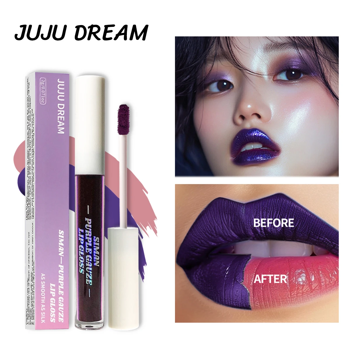 Brillo de labios estilo lágrima, color de labios líquido mate resistente al agua, rosa rosa, no se pega al taza, maquillaje de secado rápido