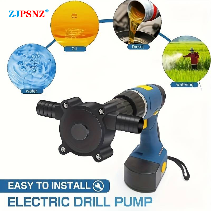 Portable Electric Drill Pump Self Priming Transfer Pumps Oil Fluid Water Pump Round Shank Heavy Duty Self-Priming Hand Universal